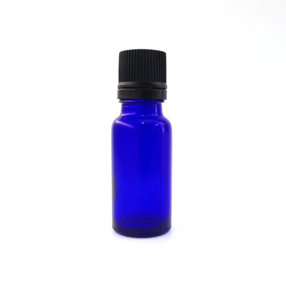 Bouteille 15 ml, verre bleu, bouchon noir codigoutte
