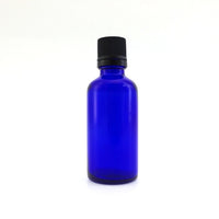 Bouteille 50 ml, verre bleu, bouchon noir codigoutte, 5 unités