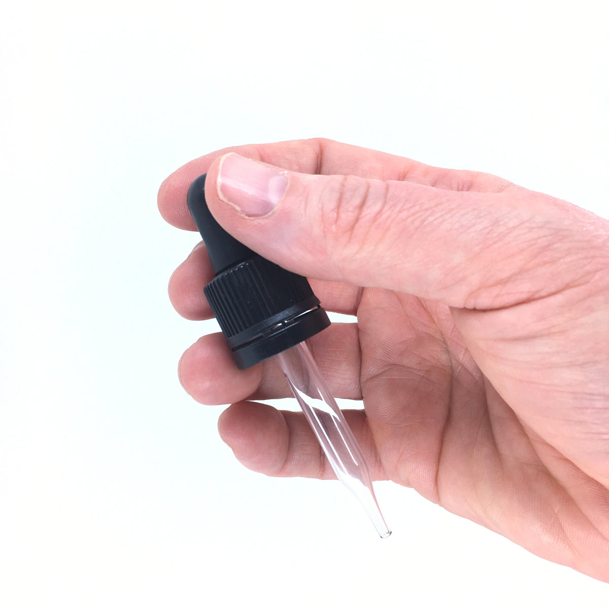 Bouchon compte-goutte vissable en verre 68 mm noir, 5 unités