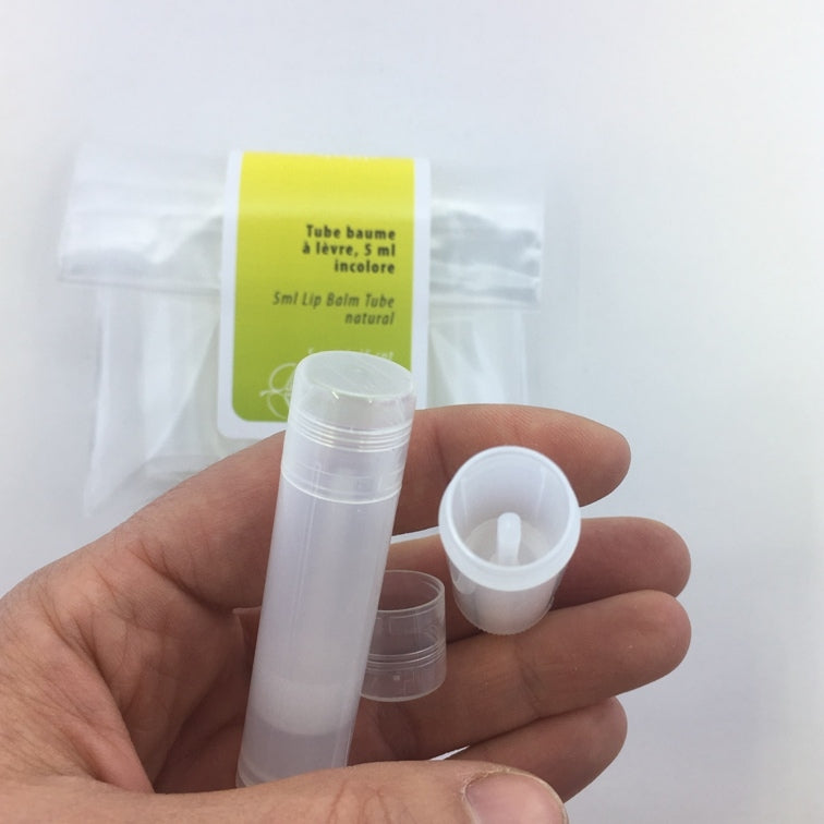 Tube baume à lèvre 5 ml, plastique blanc, 5 unités