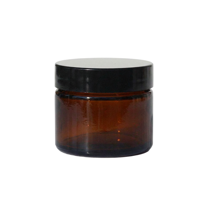 Pot 50 ml, verre ambré, couvercle phénolique noir