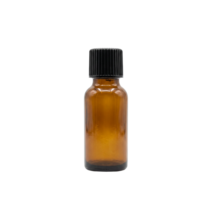 10ml amber glass bottle, black phenolic cap, 10 units