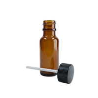 10ml Amber Glass Bottle, Black Stem Cap, 5 Units