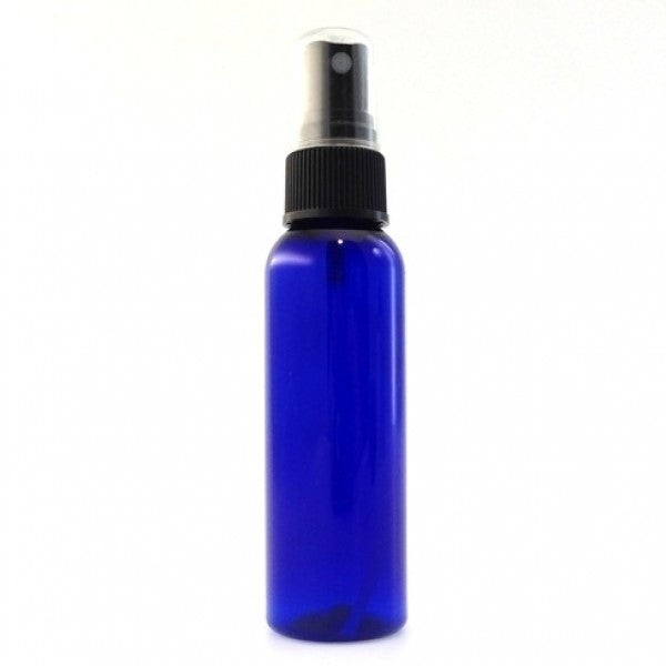 Bouteille 125 ml, plastique PET bleu, vaporisateur noir
