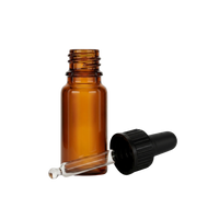 Bouteille en verre ambré 10 ml, compte-goutte noir, 5 unités