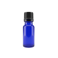 15 ml bottle, blue glass, black dropper cap