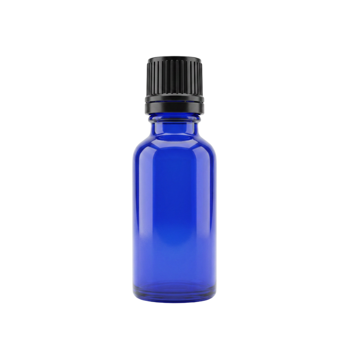 30 ml bottle, blue glass, black dropper cap, 5 units