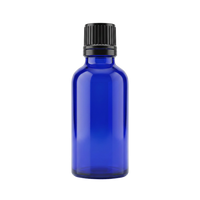 50 ml bottle, blue glass, black dropper cap, 5 units