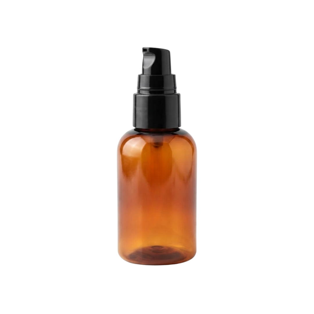 Amber PET bottle 60 ml with black pump