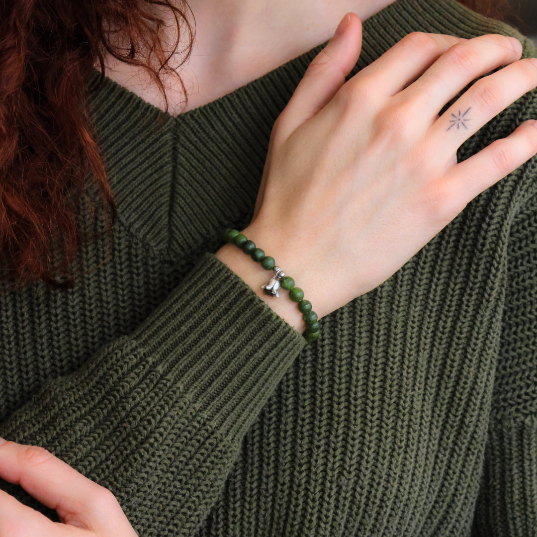 Bracelet diffuseur en jade vert olive