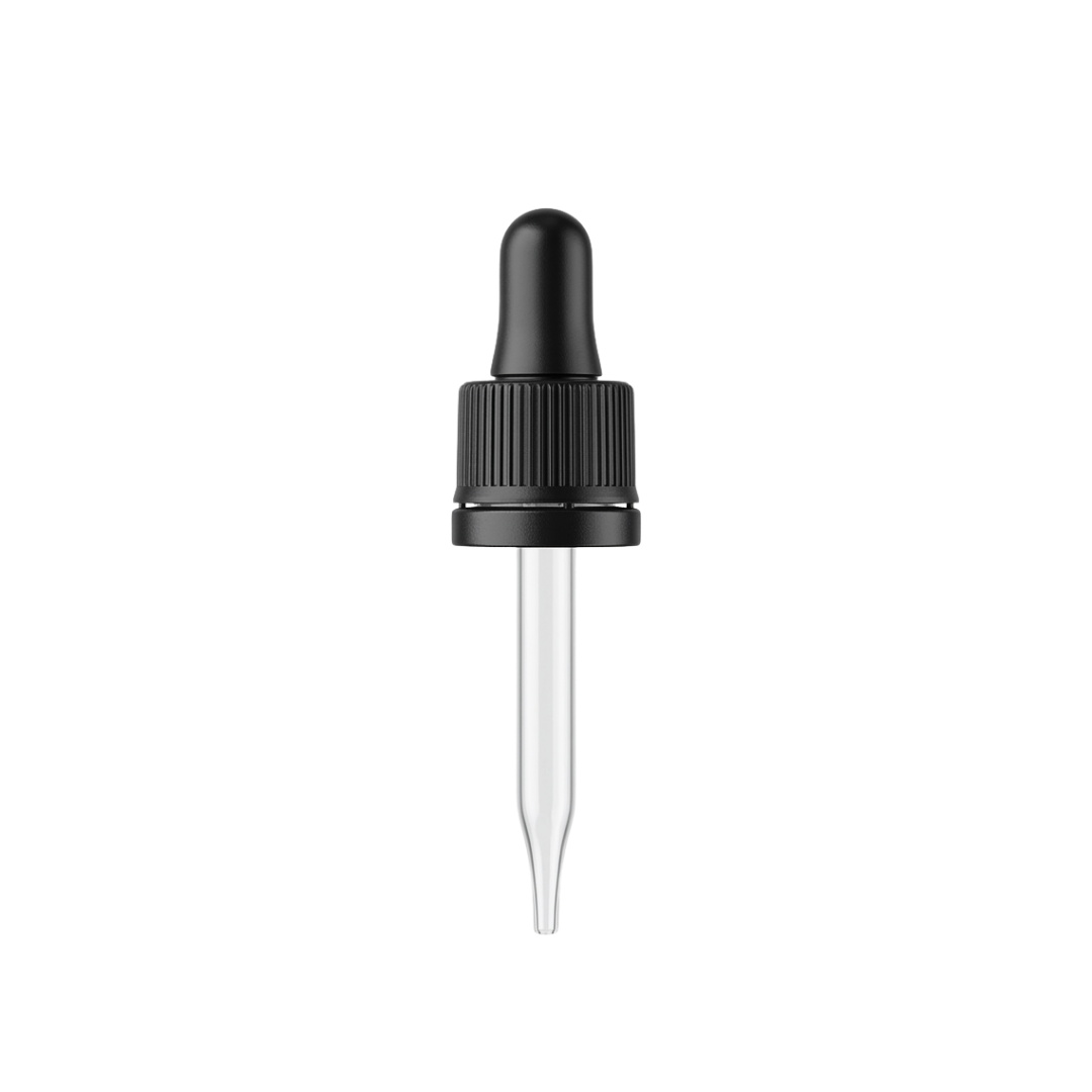 68mm Black Glass Screw Dropper Cap, 5 Units