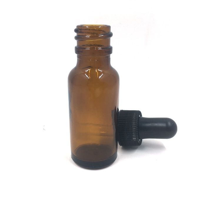 10ml amber glass bottle, black dropper