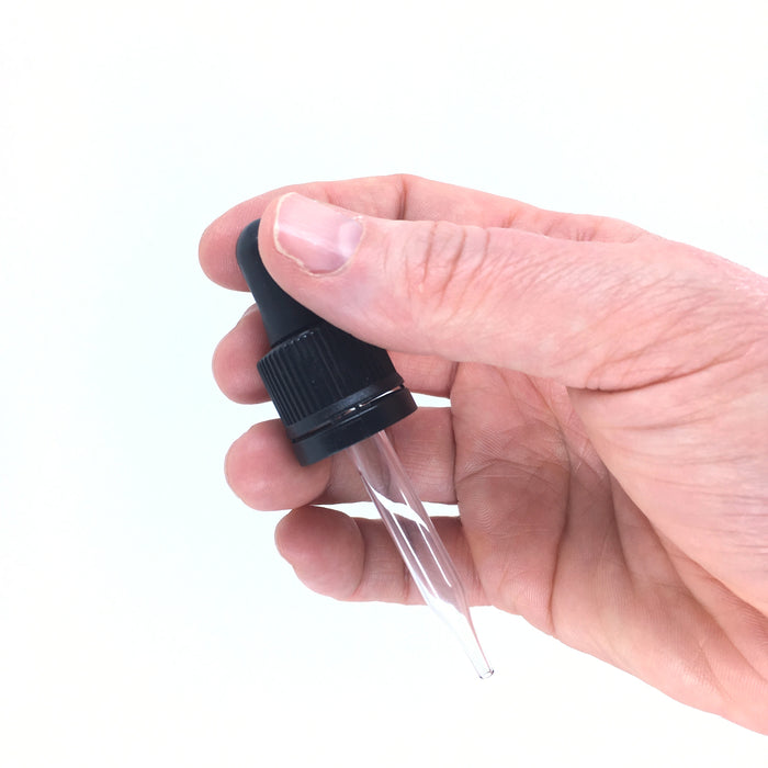 Bouchon compte-goutte vissable en verre 68 mm noir, 5 unités