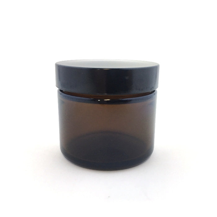 Pot 50 ml, verre ambré, couvercle phénolique noir