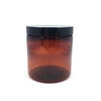 Pot 250 ml, plastique PET ambré, couvercle noir