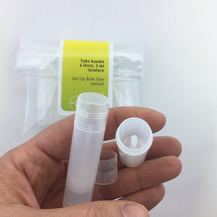 Tube baume à lèvre 5 ml, plastique blanc, 5 unités
