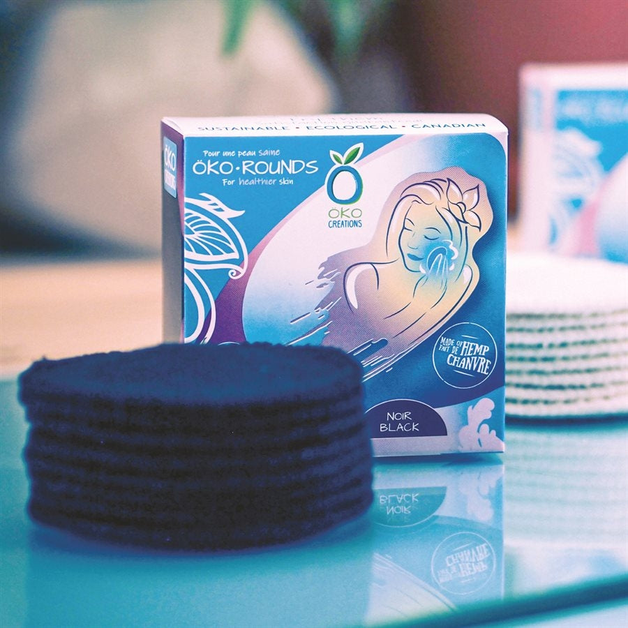Black Hemp and Organic Cotton Makeup Remover Pads, Öko Creations