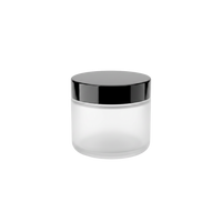 50 ml jar, frosted colorless glass, black lid with seal