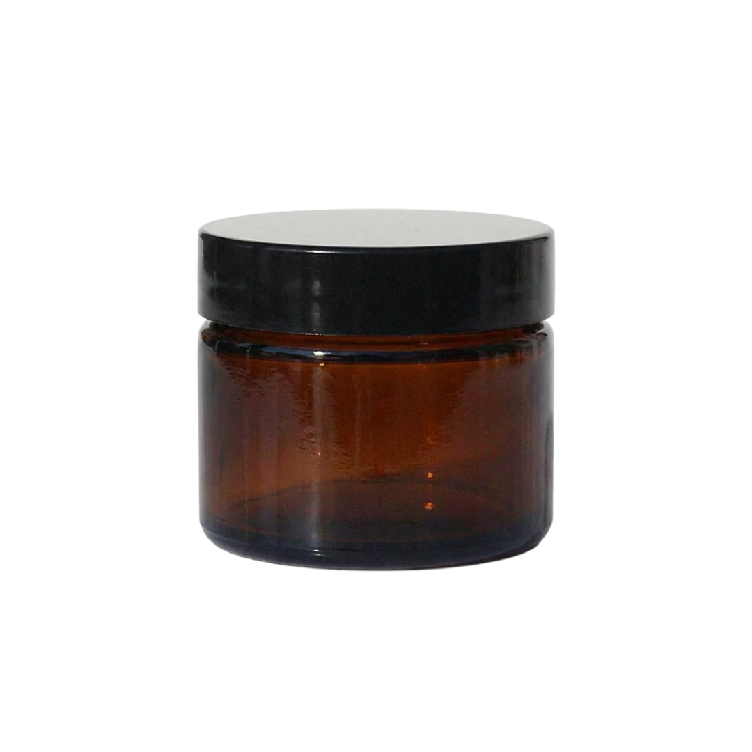 50 ml jar, amber glass, black phenolic lid