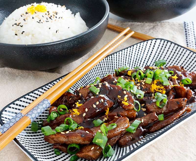 Bœuf teriyaki à l'orange