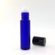 10ml Roll-on Bottle, Frosted Blue Glass, Black Cap, 5 cnt