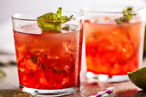 Red cold summer cocktail drink